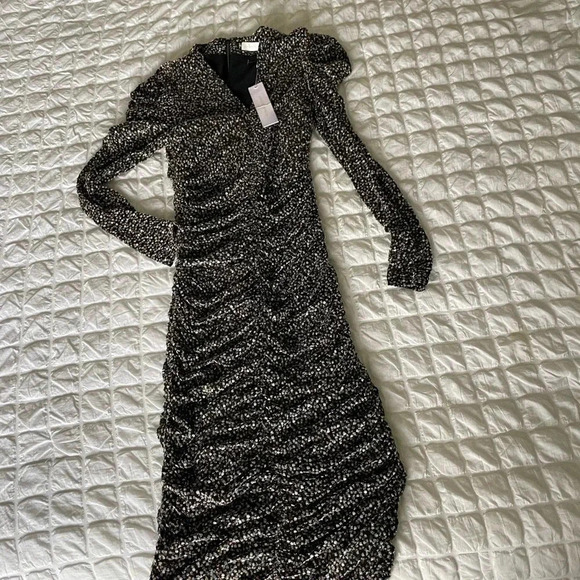 Jonathan Simkhai Edith metallic ruched midi dress - Picture 3 of 12